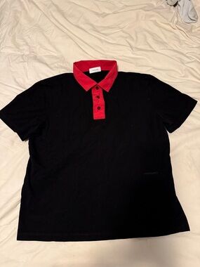 Salvatore Ferragamo Black Polo with Red Collar
